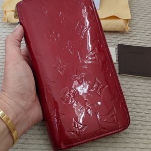 Louis Vuitton Red Vernis Patent Leather Zip Wallet